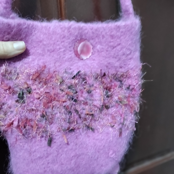 Purple Fringe wool purse - Picture 4 of 4